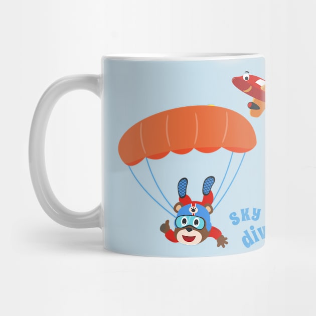 Vector illustration of a cute skydiver . by KIDS APPAREL